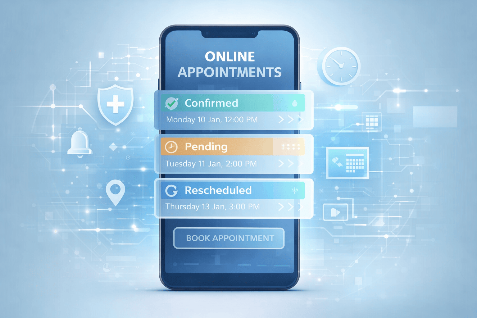 Σύστημα online booking ιατρείου με επιβεβαίωση και διαχείριση ραντεβού ασθενών.